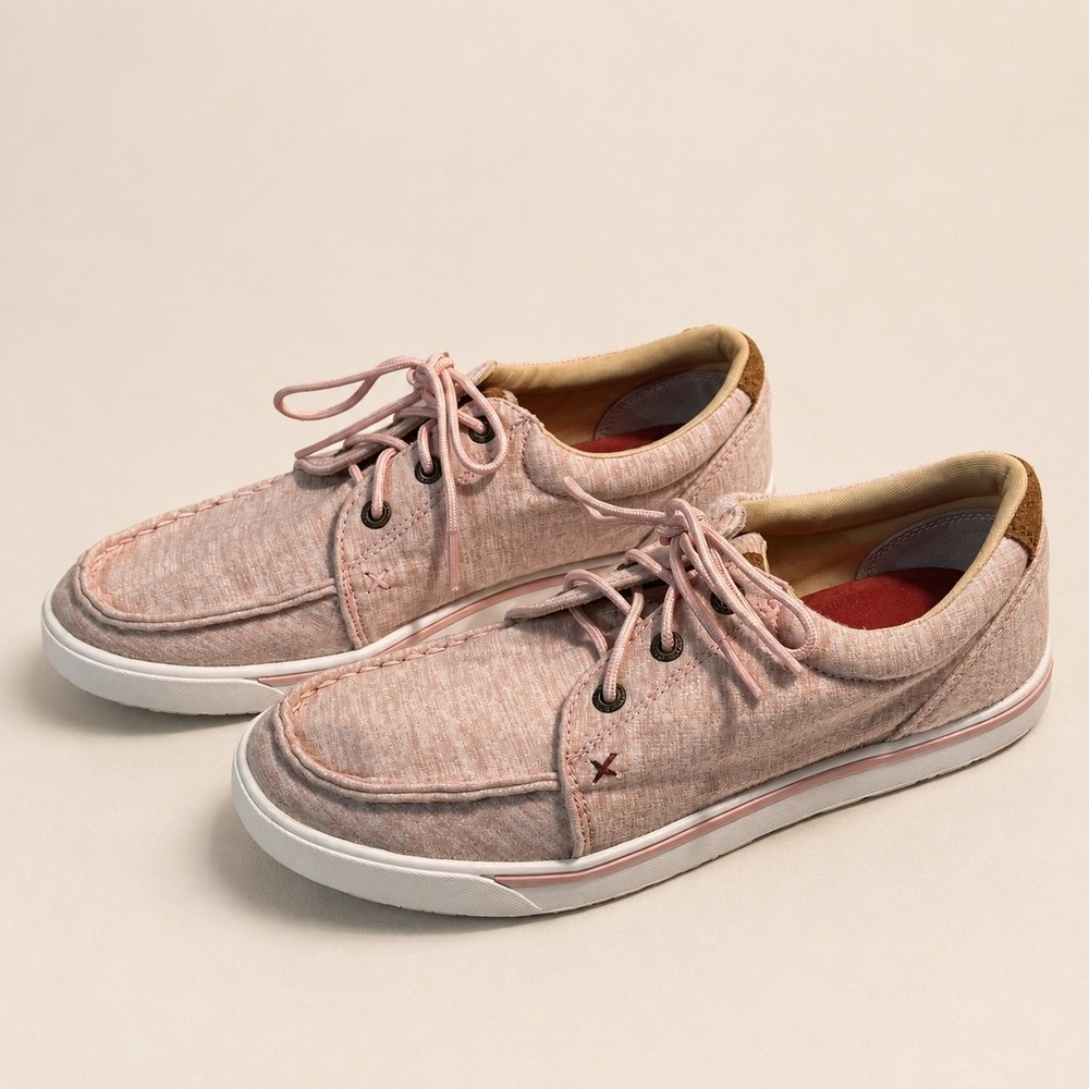 Twisted X WCA0072 Women's Pink Tan Moccasins Toe Lace-Up Casual Shoes 7.5M Boat